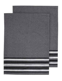 Lennox Stripe Kitchen Towel 2 Pack in Black