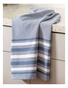 Lennox Stripe Kitchen Towel 2 Pack in Marine