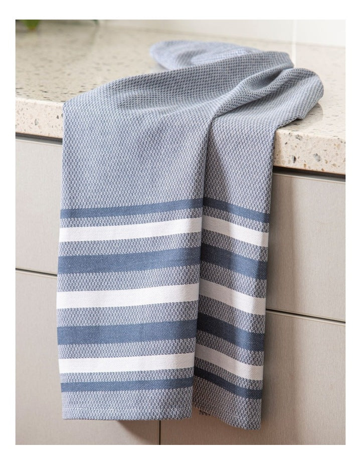Lennox Stripe Kitchen Towel 2 Pack in Marine