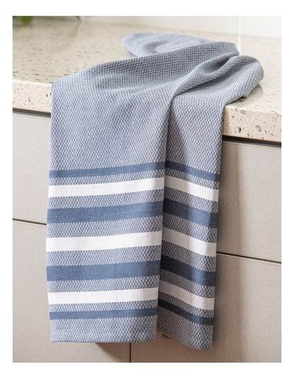 Lennox Stripe Kitchen Towel 2 Pack in Marine