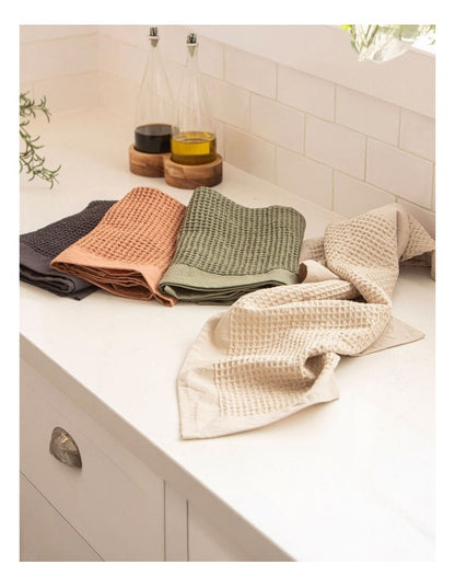 Ollie Waffle Kitchen Towel 2 Pack in Charcoal