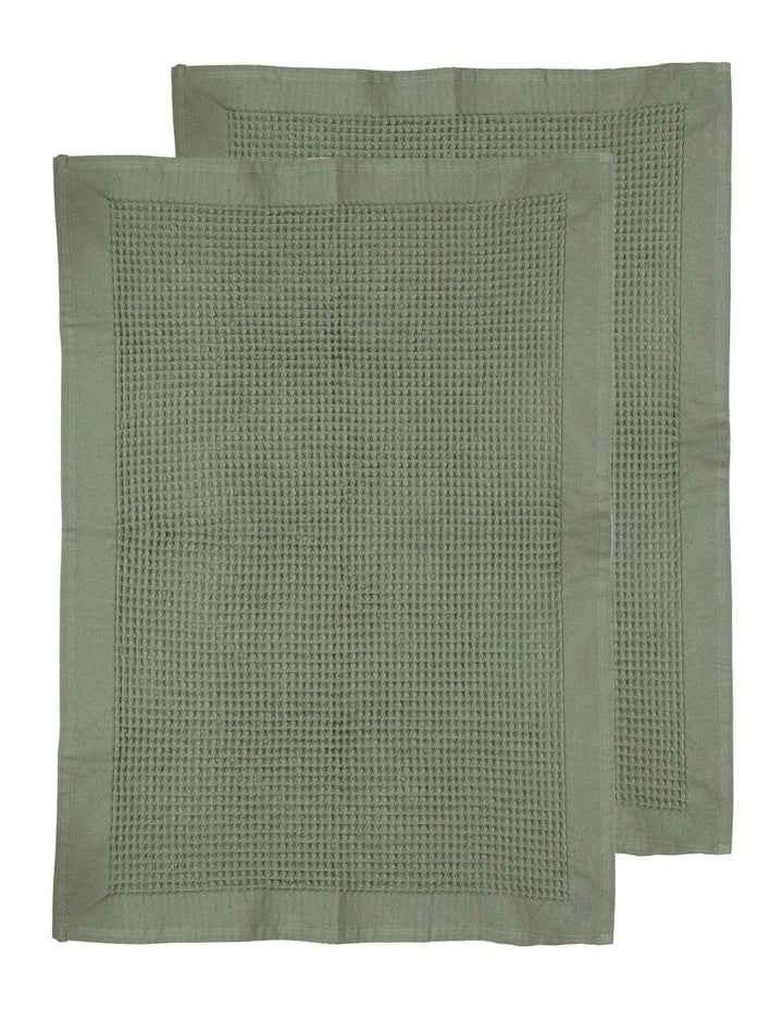 Ollie Waffle Kitchen Towel in 2 Pack in Green