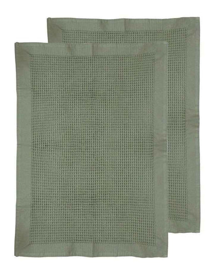 Ollie Waffle Kitchen Towel in 2 Pack in Green