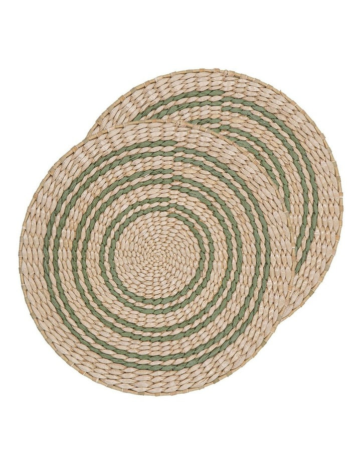 Fairhaven Round Placemat 2 Pack in Green