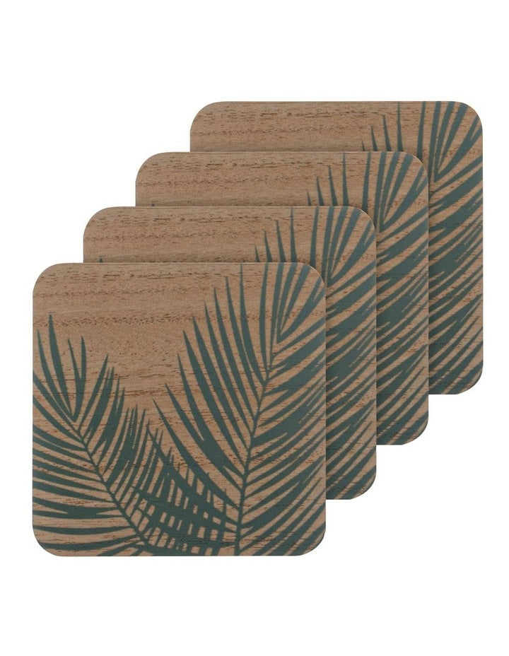 Veneer Palm Coaster 4 Pack in Green