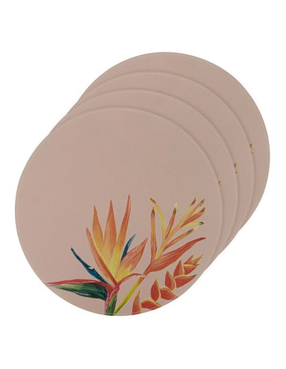 Bird of Paradise Round Vinyl Placemat 4 Pack in Multi