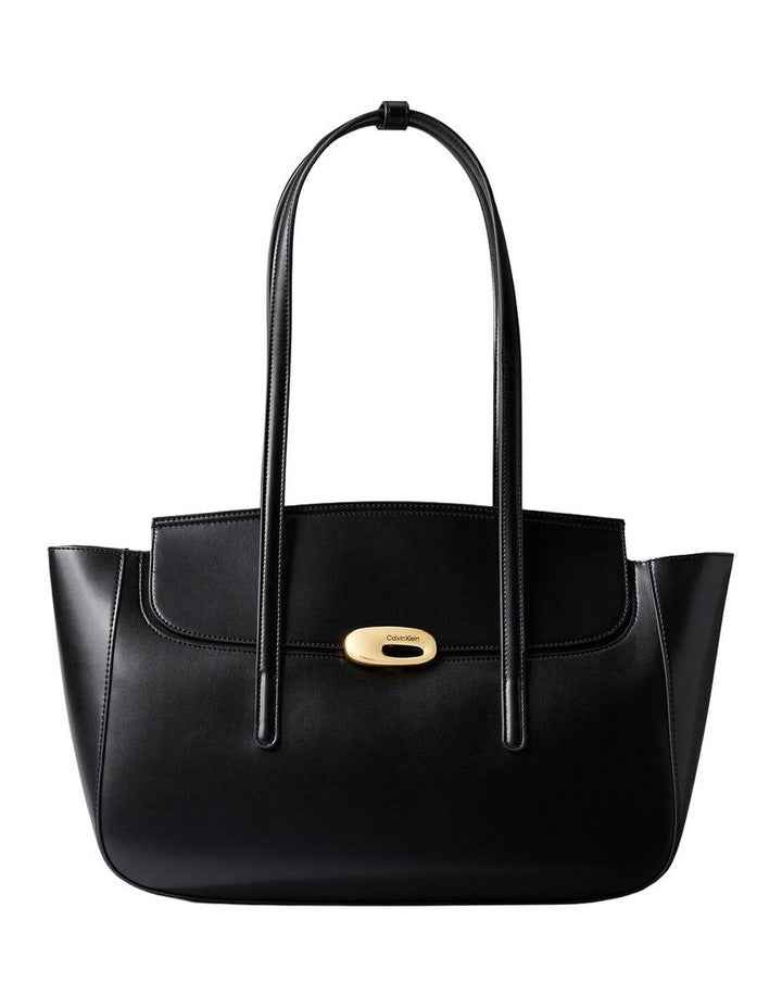Ophelia Hardware Flap Tote Bag in Black/Tumbled Deep