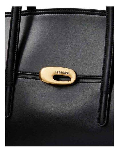 Ophelia Hardware Flap Tote Bag in Black/Tumbled Deep