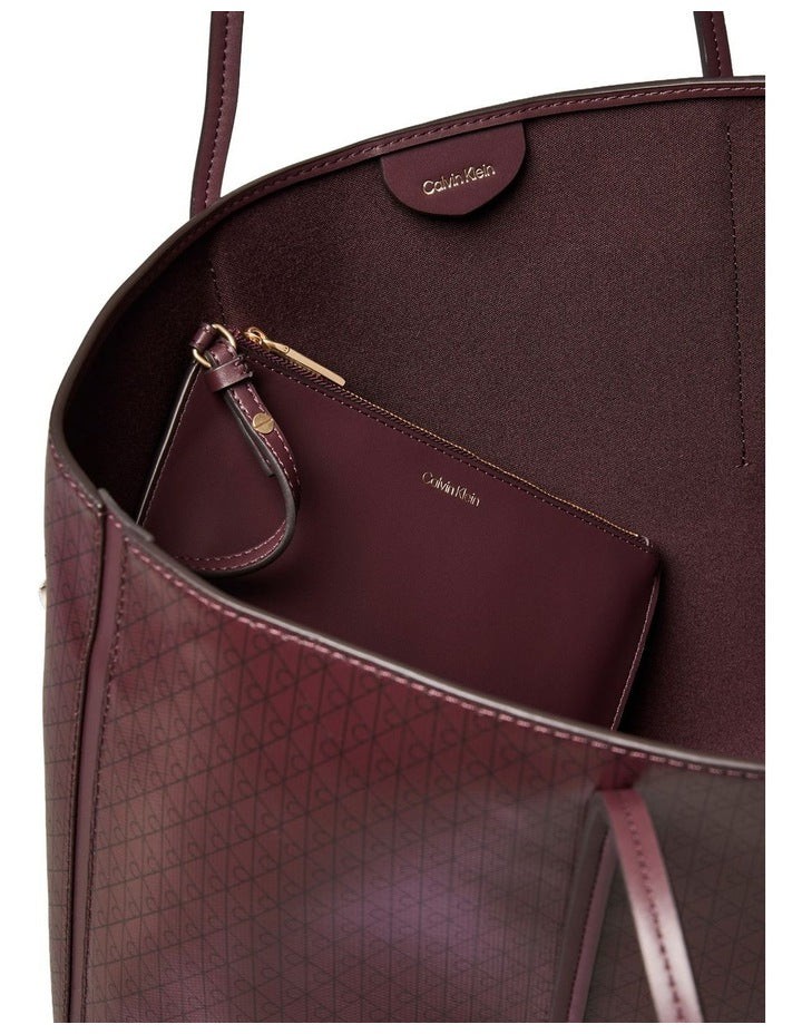 Emblem Allover Print Tote Bag in Fudge AOP