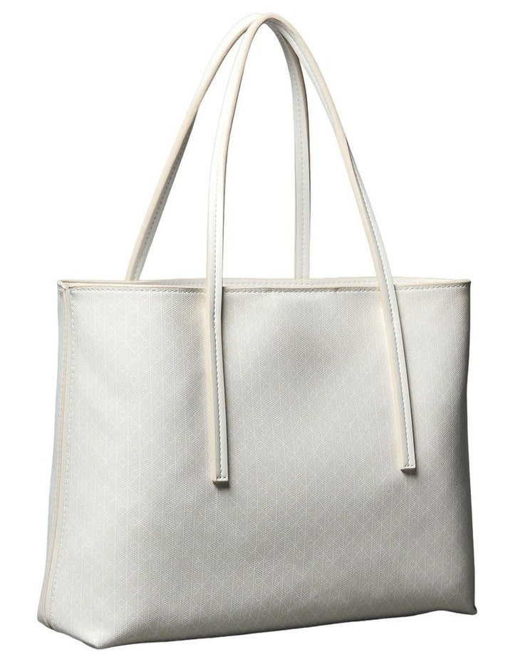 Emblem Allover Print Tote Bag With Pouch in White