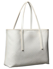 Emblem Allover Print Tote Bag With Pouch in White