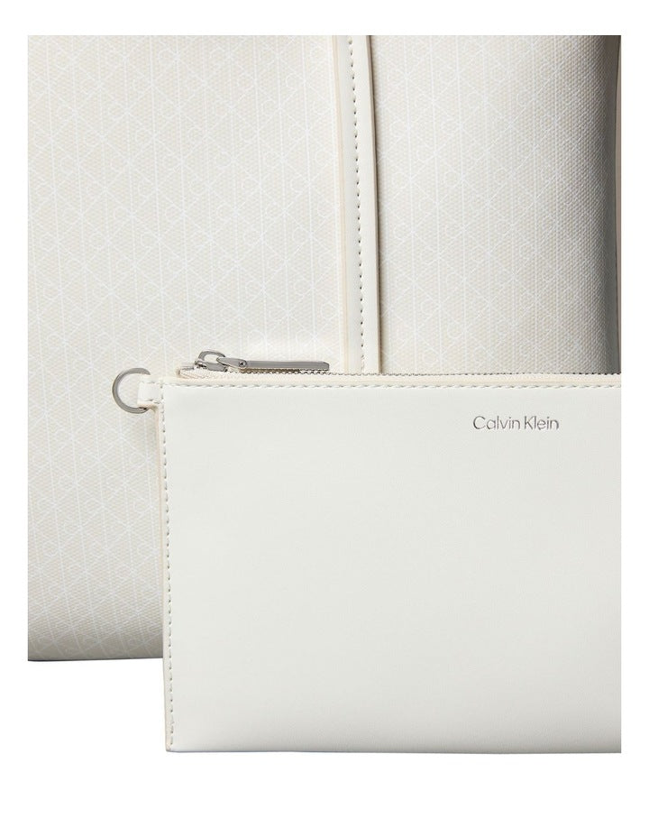 Emblem Allover Print Tote Bag with Pouch