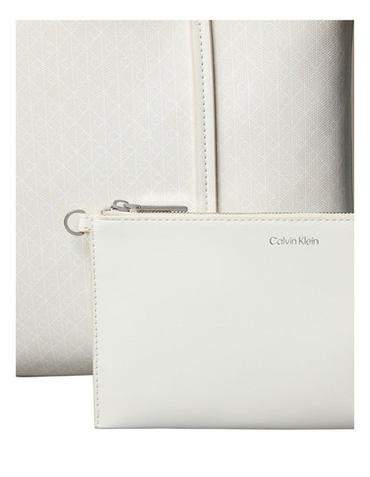Emblem Allover Print Tote Bag with Pouch