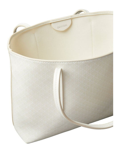 Emblem Allover Print Tote Bag With Pouch in White