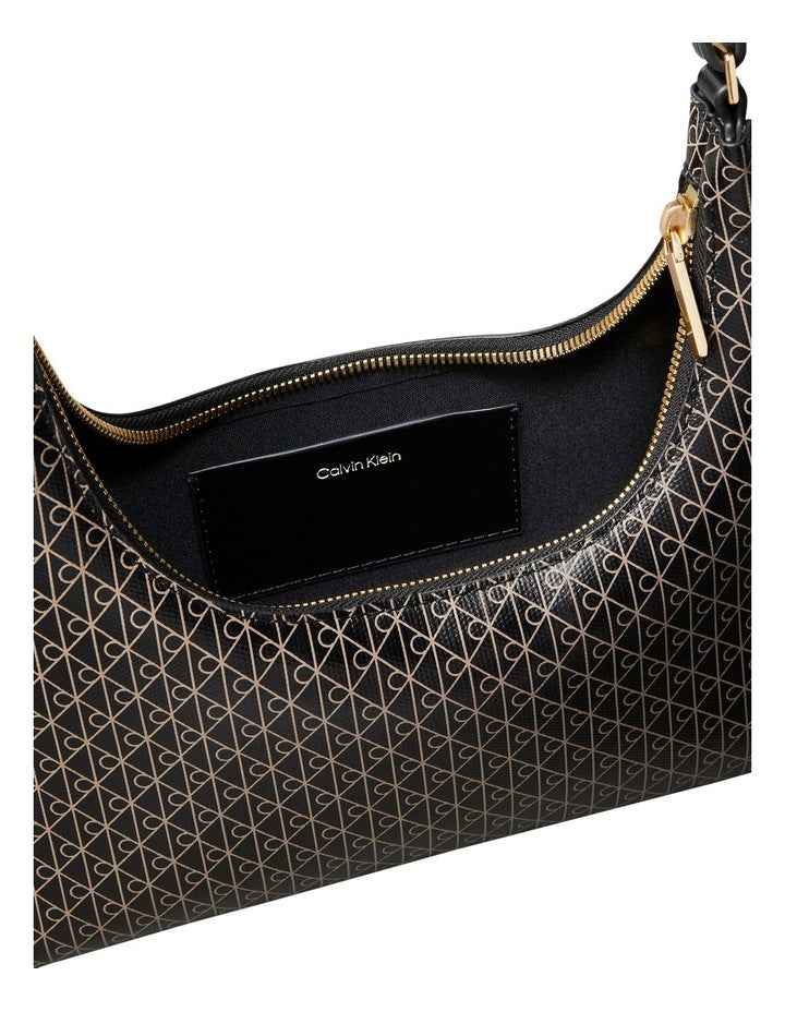Allover Monogram Logo Shoulder Bag in Black