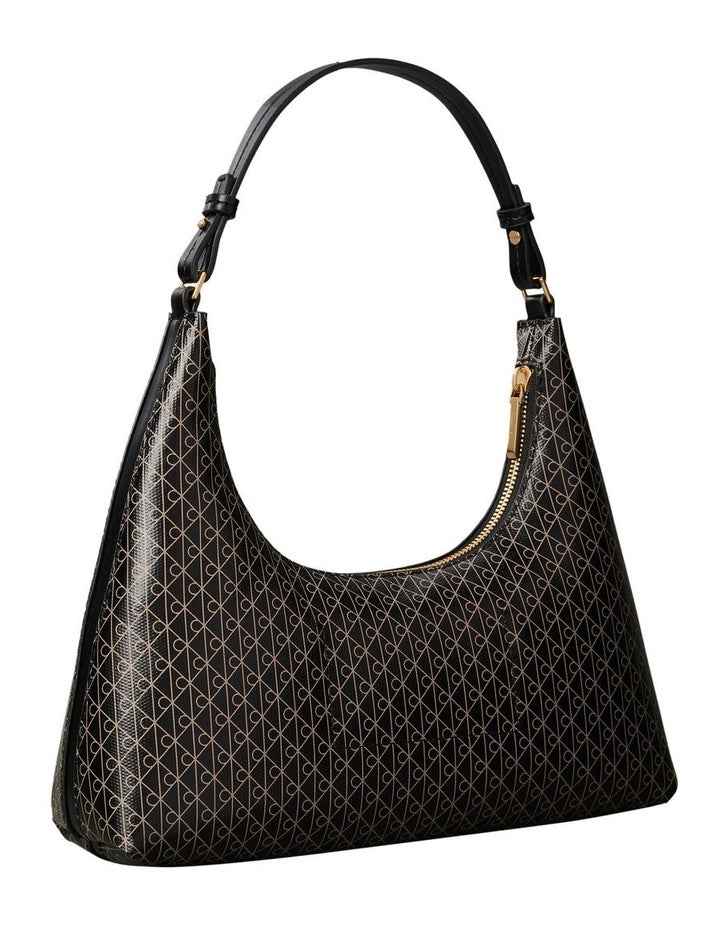 Allover Monogram Logo Shoulder Bag in Black