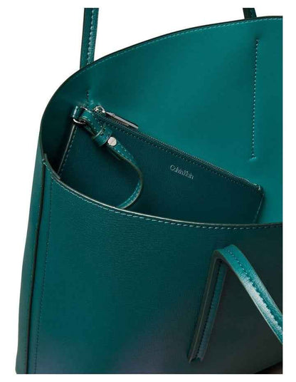 Cora Solid Small Tote Bag with Pouch in Blue