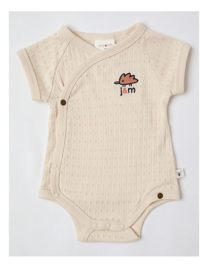 Newborn Baby Embroidered Pointelle Gift Set in Oatmeal