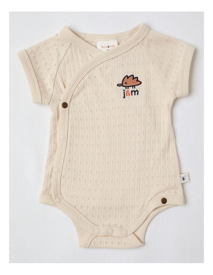 Newborn Baby Embroidered Pointelle Gift Set in Oatmeal