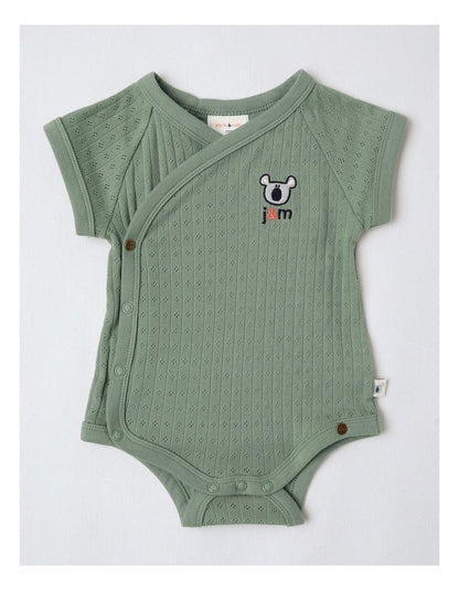 Newborn Baby Embroidered Pointelle Gift Set in Sage