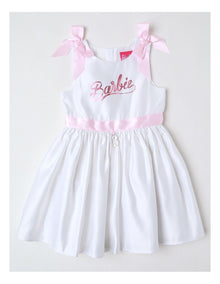 Barbie Satin Bow Dress in Winter White