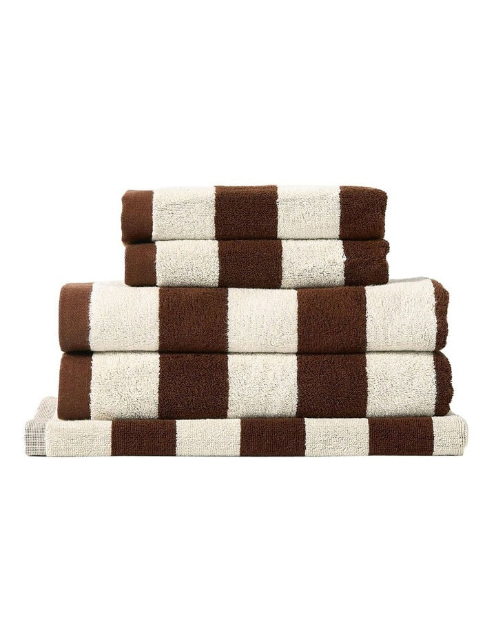 Riviera Stripe Towel Set in Chocolate