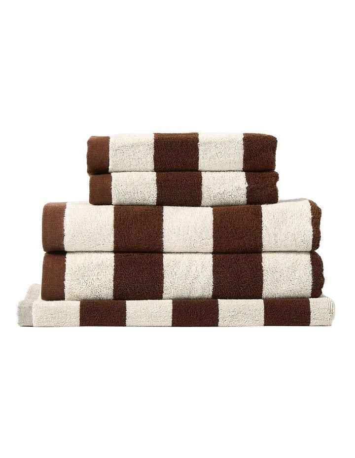 Riviera Stripe Towel Set in Chocolate