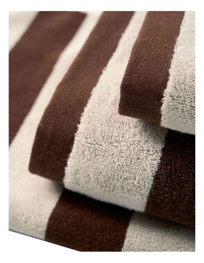 Riviera Stripe Towel Set in Chocolate