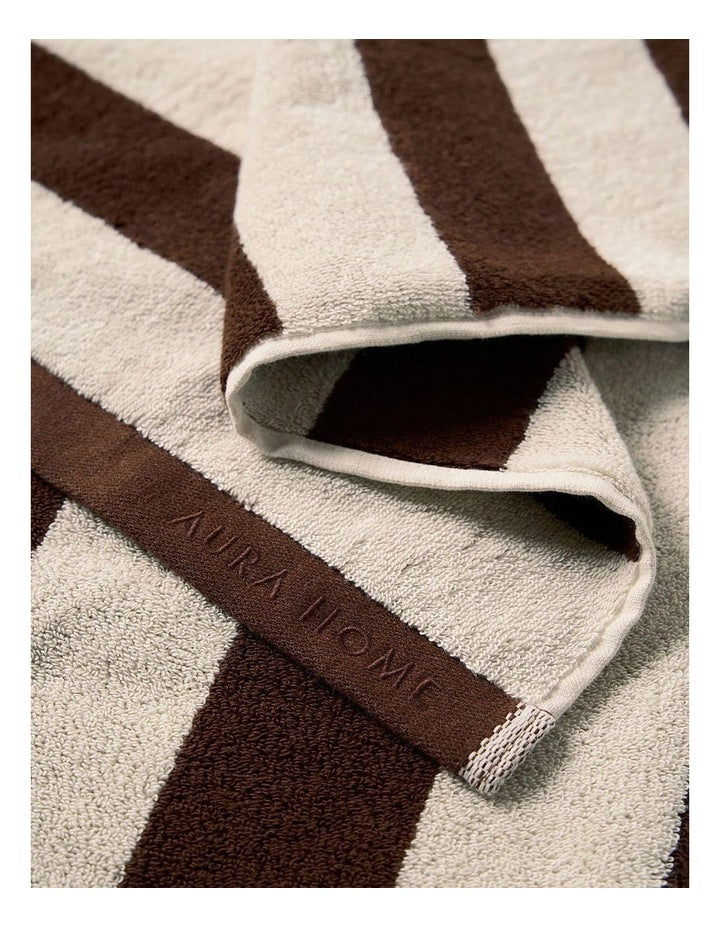 Riviera Stripe Towel Set in Chocolate