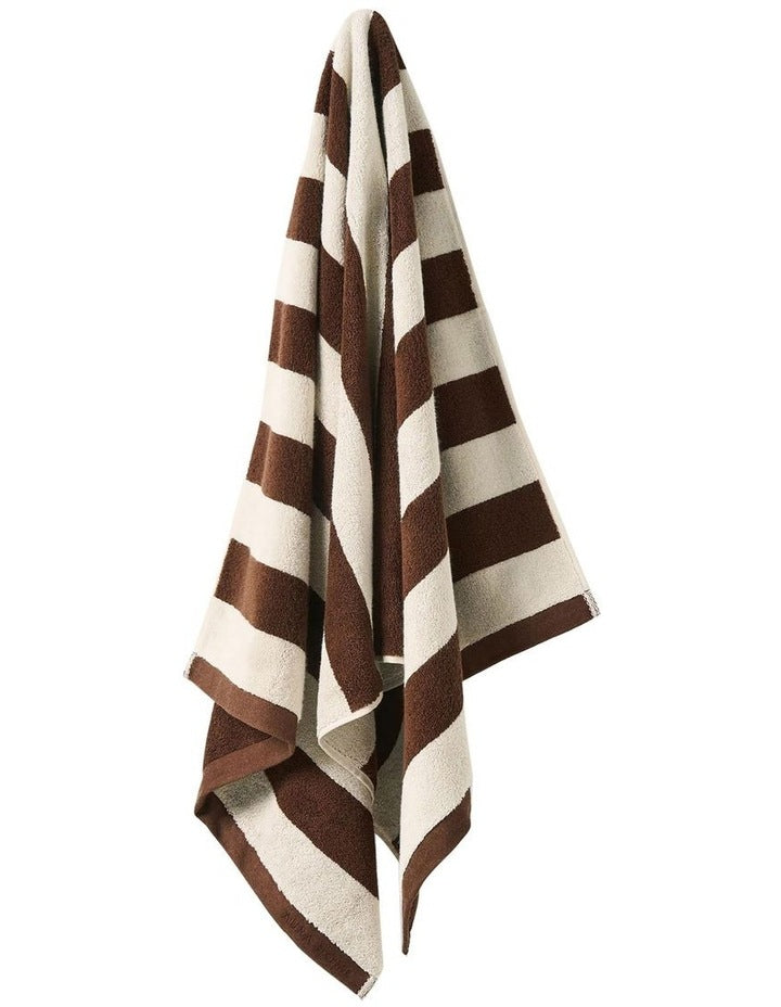 Riviera Stripe Towel Set in Chocolate