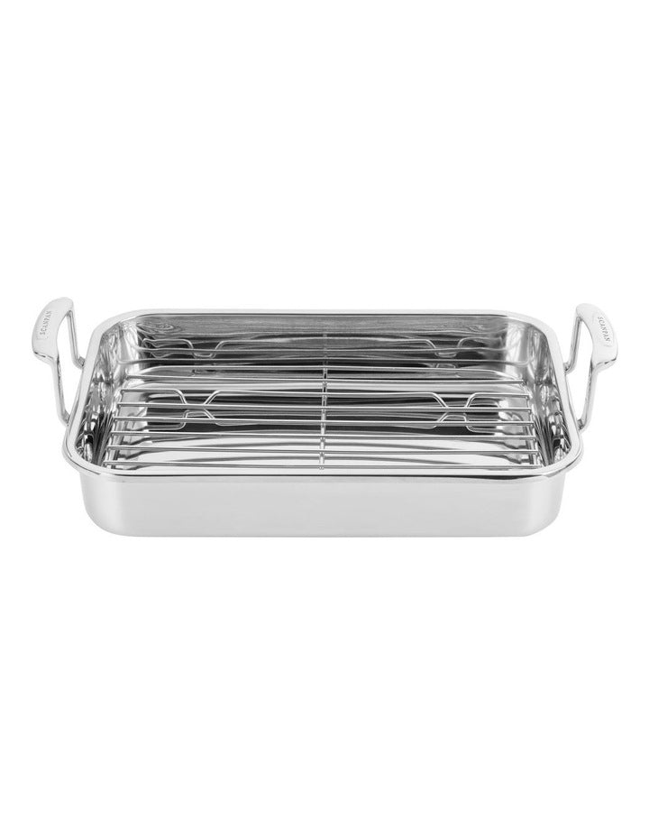 Sts Roasting Pan With Rack 42 x 26cm in Silver