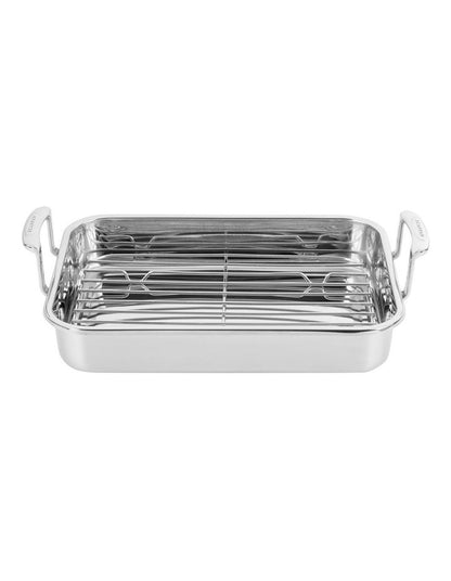 Sts Roasting Pan With Rack 42 x 26cm in Silver