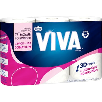 Viva White Paper Towel 3 x 60 pack