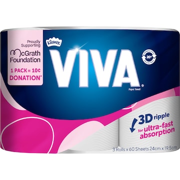 Viva White Paper Towel 3 x 60 pack