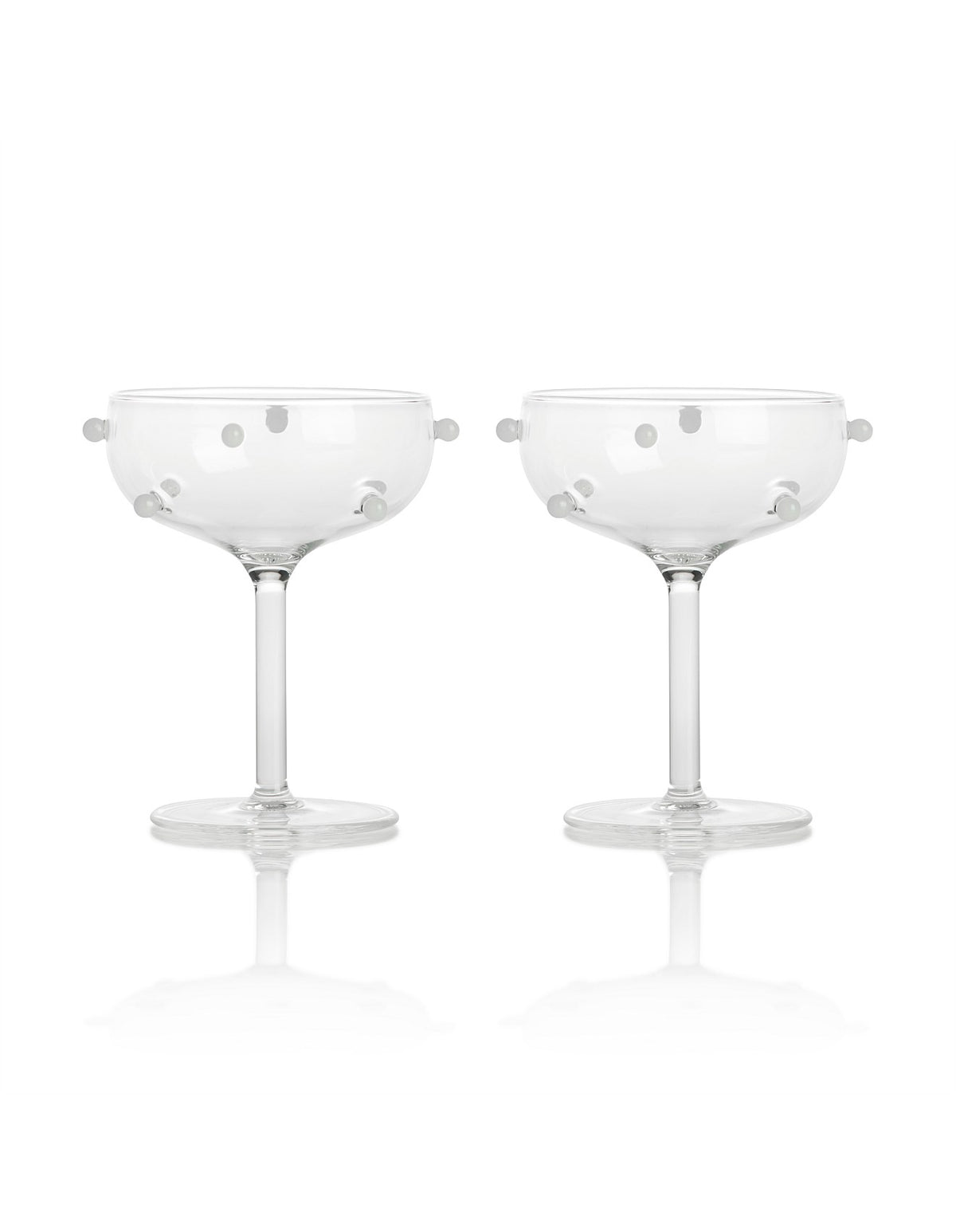 Pomponette 125ml Champagne Coupes Set of 2 Clear and White