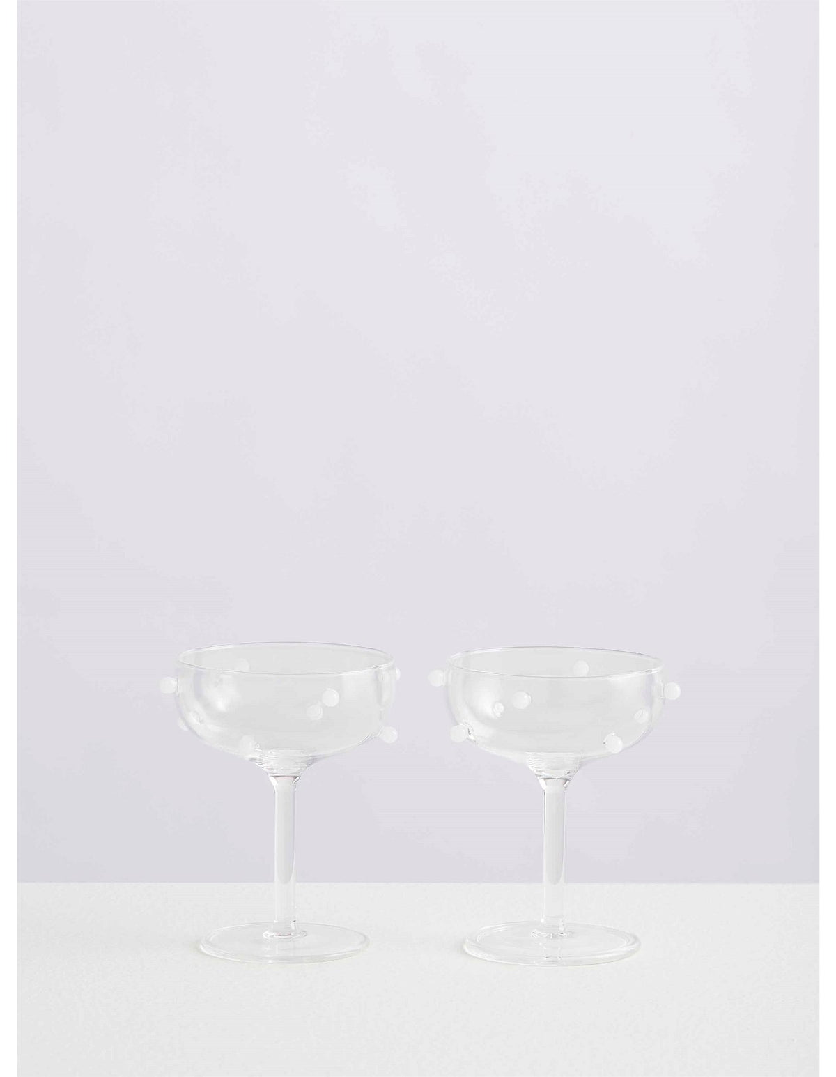 Pomponette 125ml Champagne Coupes Set of 2 Clear and White