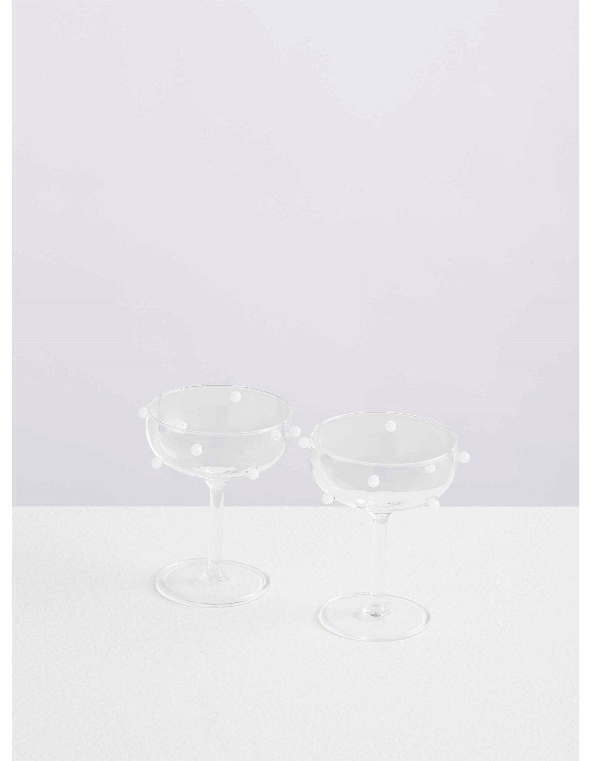 Pomponette 125ml Champagne Coupes Set of 2 Clear and White