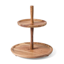 2 Tier Acacia Cake Stand - Brown