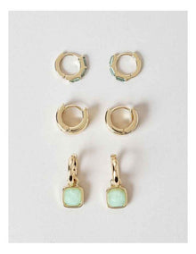 3 Pack Earrings in Green