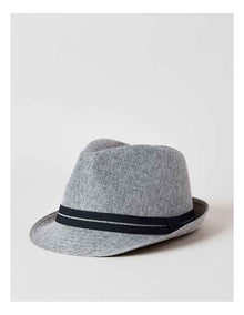 Woven Trilby Hat in Navy