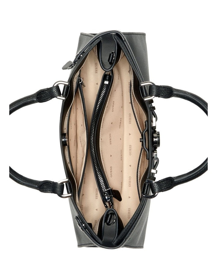 Cirene Triple Comp Satchel Bag in Black