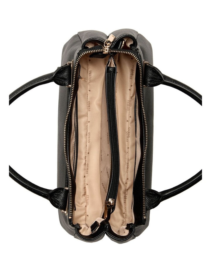 Evie Triple Comp Satchel Bag in Black
