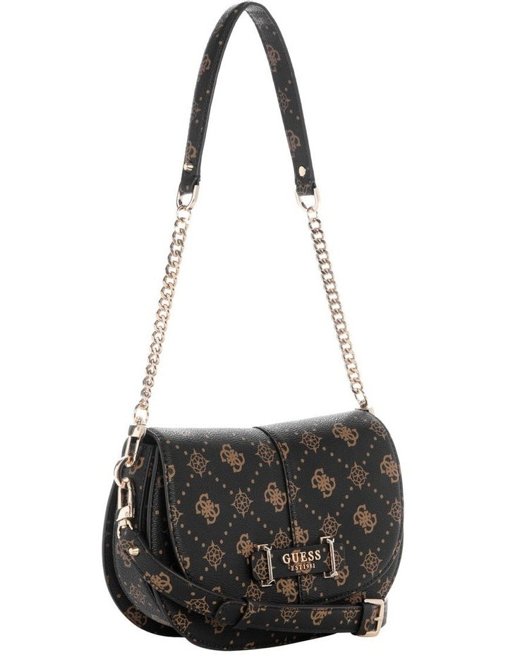 Carrie Logo Shoulder Bag in Black