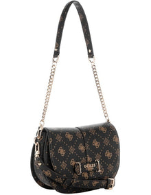 Carrie Logo Shoulder Bag in Black