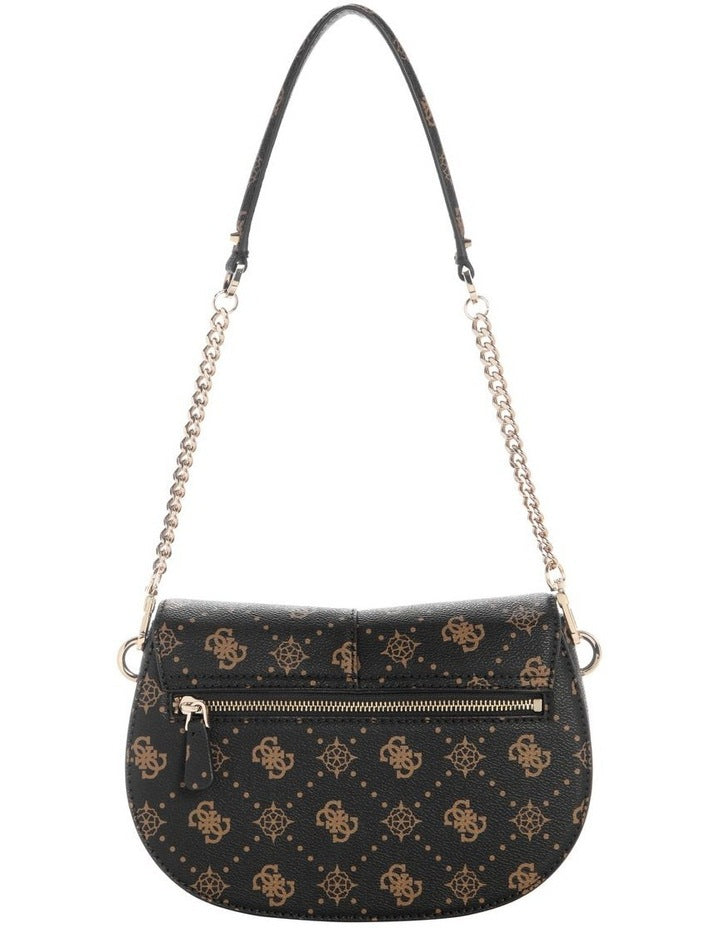 Carrie Logo Shoulder Bag in Black