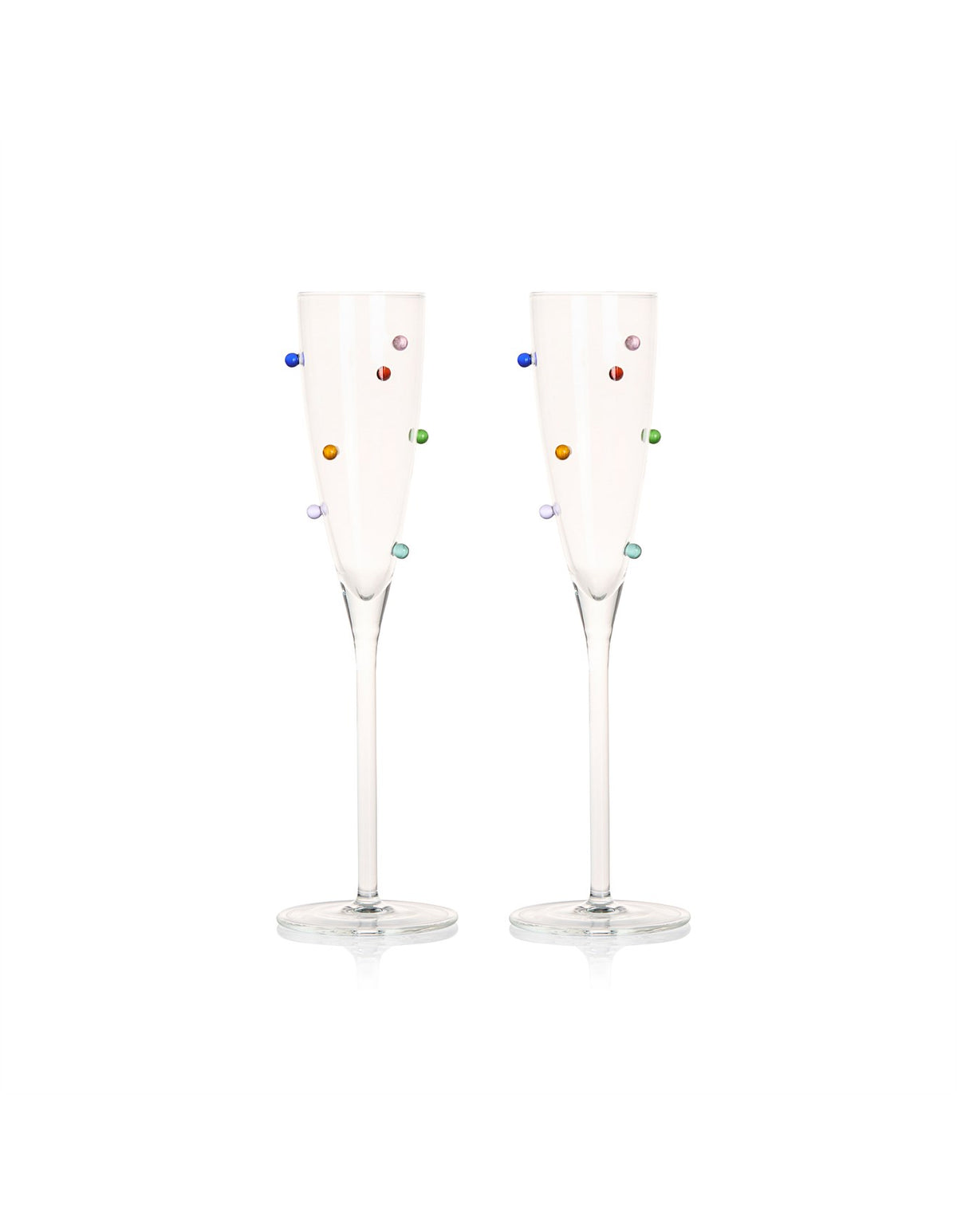Pomponette 120ml Champagne Flutes Set of 2 Clear Multi