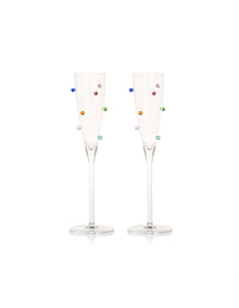 Pomponette 120ml Champagne Flutes Set of 2 Clear Multi