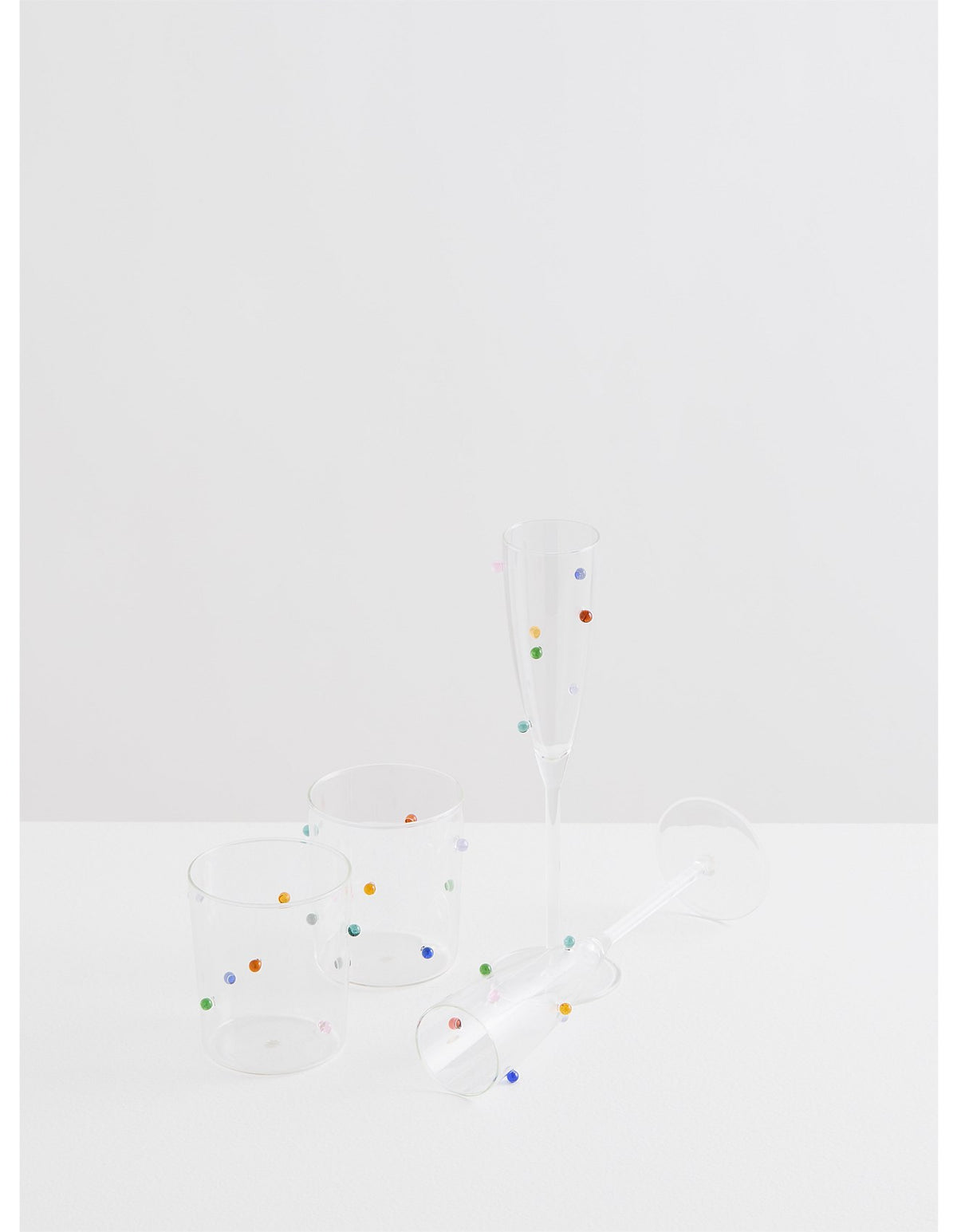 Pomponette 120ml Champagne Flutes Set of 2 Clear Multi
