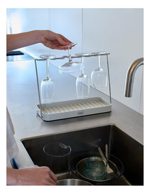 DrySmart Wine Glass Drying Rack in Grey