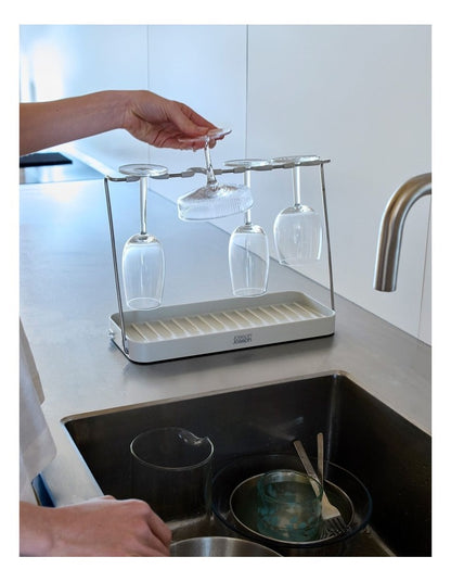 DrySmart Wine Glass Drying Rack in Grey